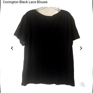 Covington Womens Plus Size Blouse  Black Lace Blouse Size 20/22W